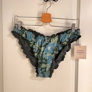 Green & Blue Floral Ruffle Bikini Bottom - Kitty & Vibe